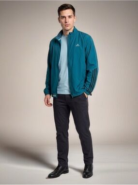 Adidas Response Jacket Mens Teal Wind Stop Running Gear Size XL